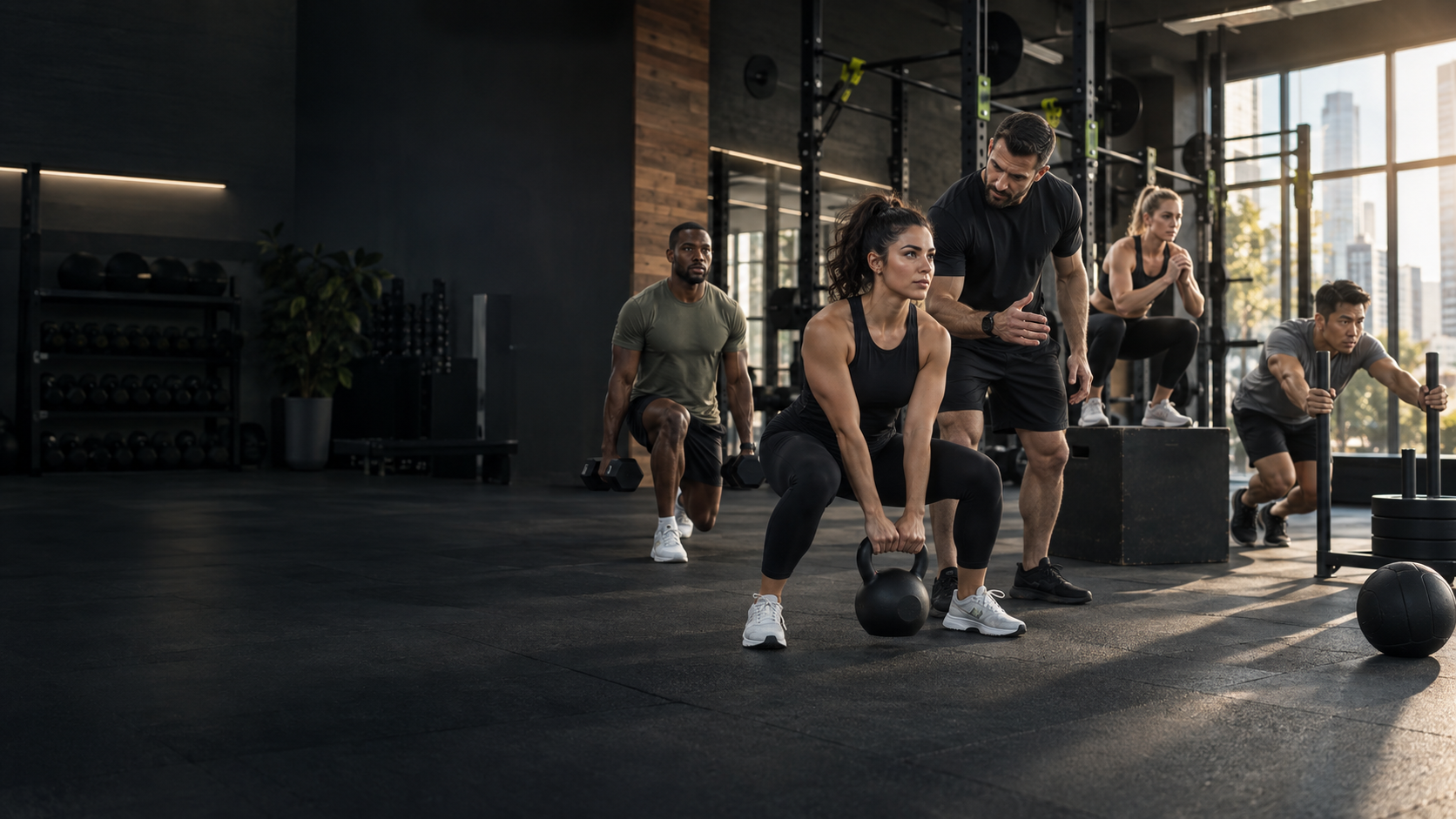 Members training with a coach inside ThinkFit Club